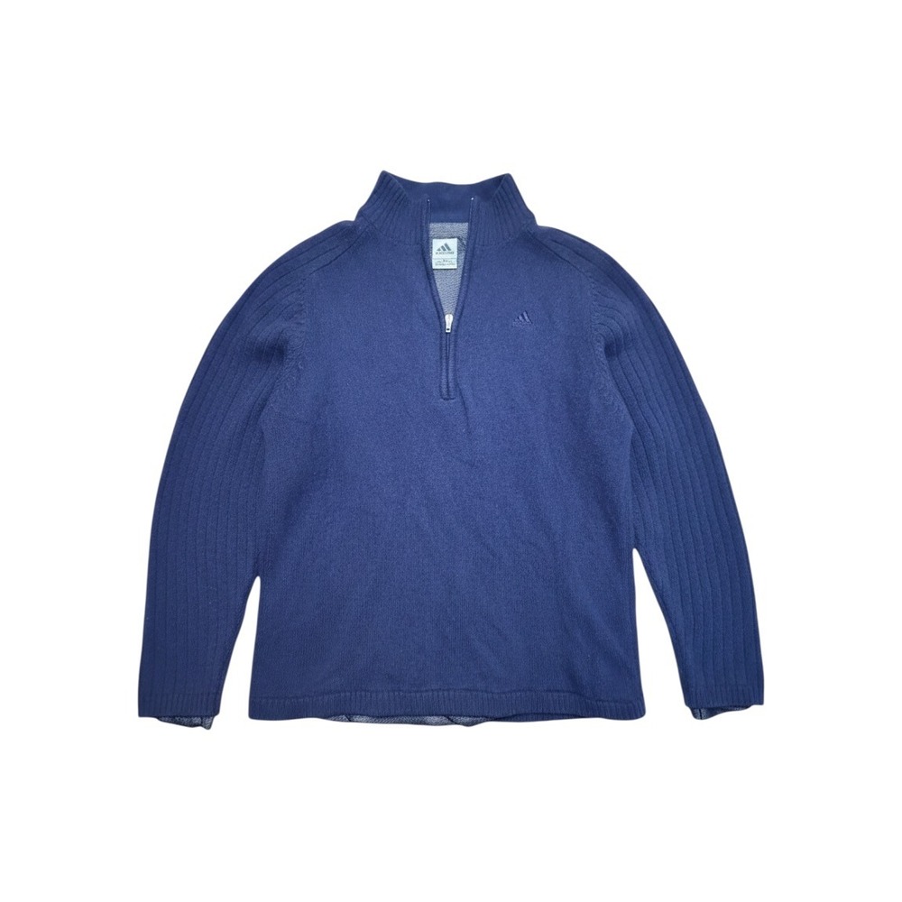 Adidas Golf Mens Navy Blue Quarter Zip Pullover Knit Sweater Mesh Lined Medium